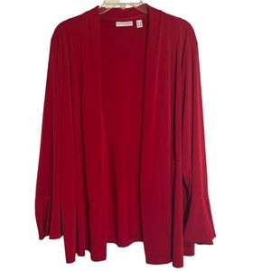 Susan Graver Liquid Knit Red Cardigan Size 1x
